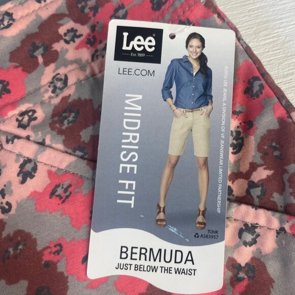 Lee Floral Bermuda Shorts Womens Size 12 Pink Midrise New Summer Casual - Picture 7 of 11